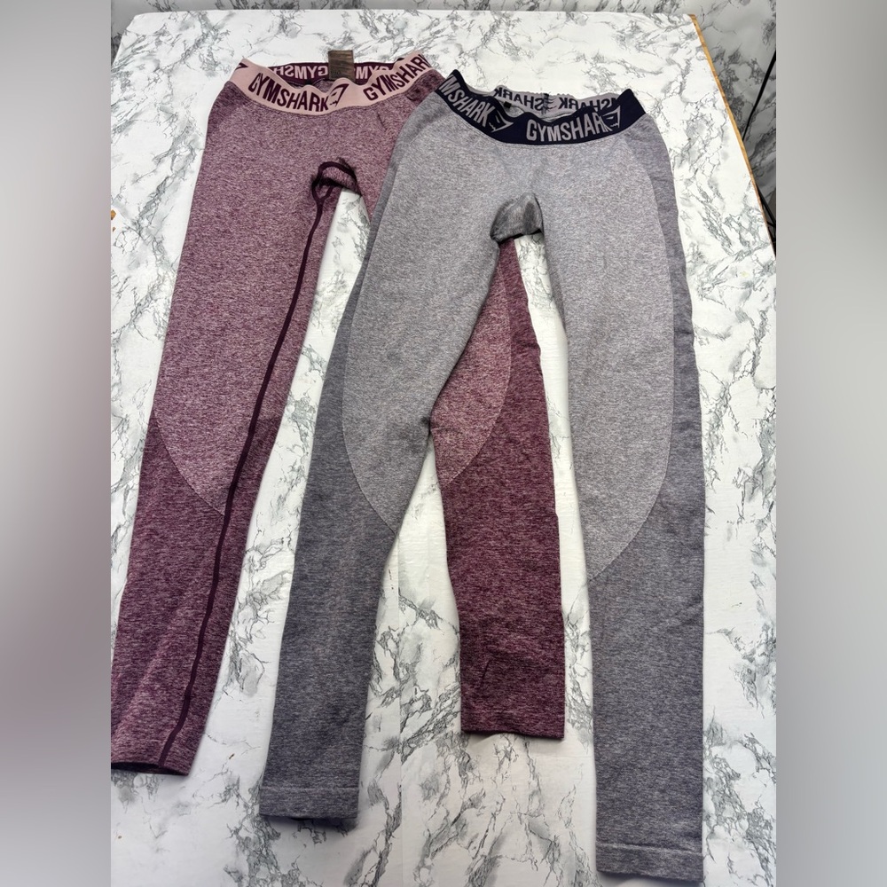 Gymshark Two-Tone Seamless Leggings in Gray & Burgundy Set of 2 Size Small